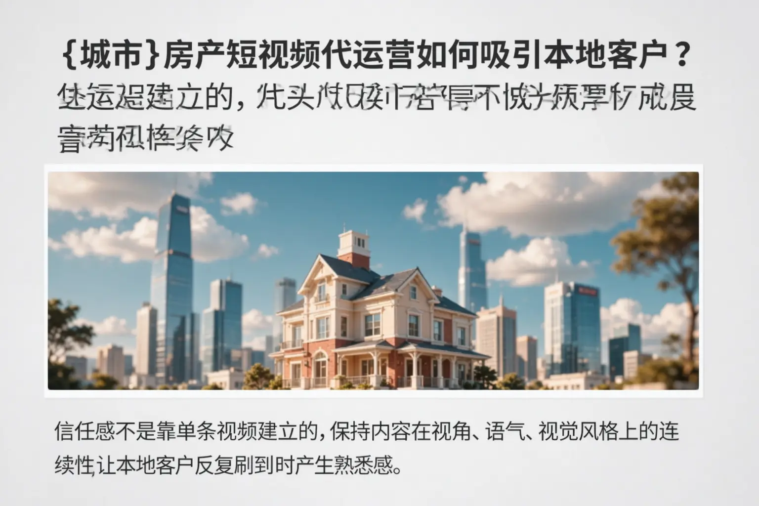 曲阳房产短视频代运营如何吸引本地客户？
